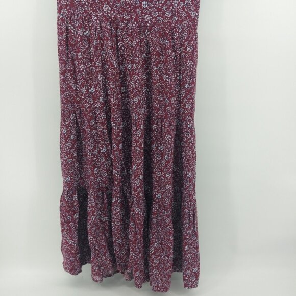 J. Crew Puff-sleeve tiered midi dress Size Small Burgandy Floral Print SiE Small - Picture 10 of 11